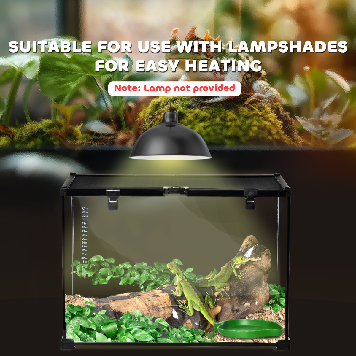 50 x 30 x 35 cm Reptile Terrarium for Lizards, Horned Frogs, Snakes, Black - from Pawhut