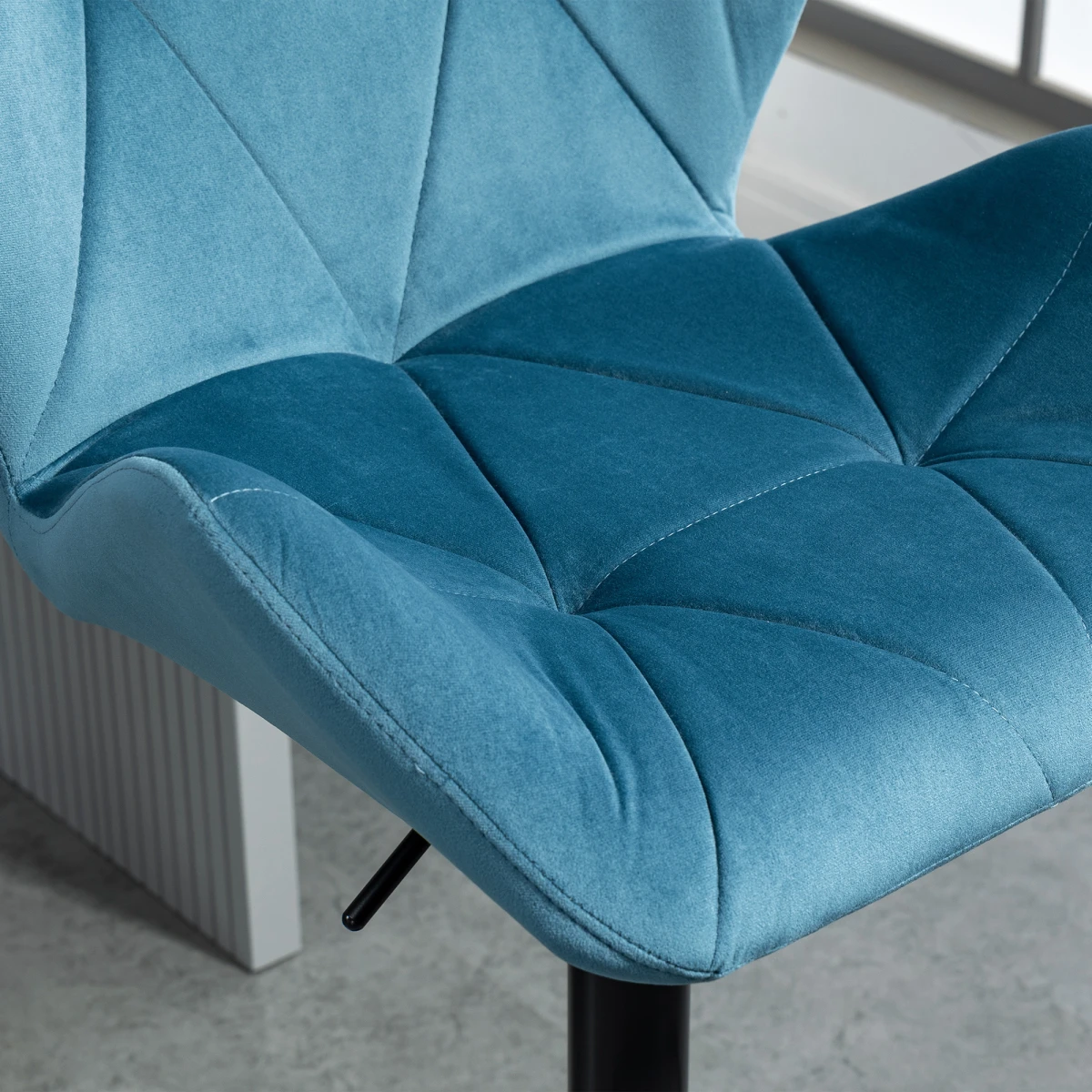 Set Of 2 Luxurious Velvet-Touch Bar Stools w/ Metal Frame Footrest Base Blue by HOMCOM