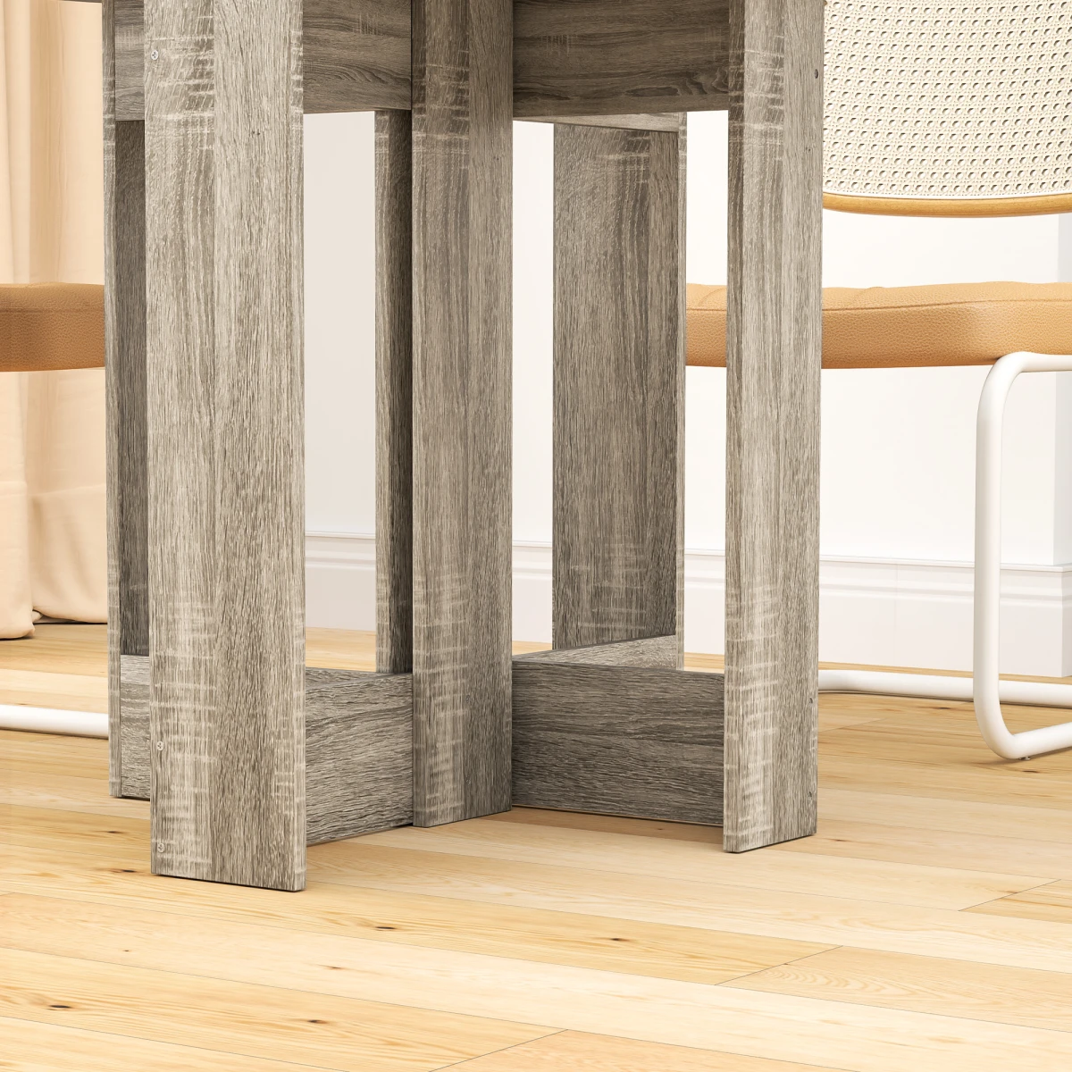 HOMCOM Folding Round Dining Table 90 cm Drop Leaf Kitchen - 