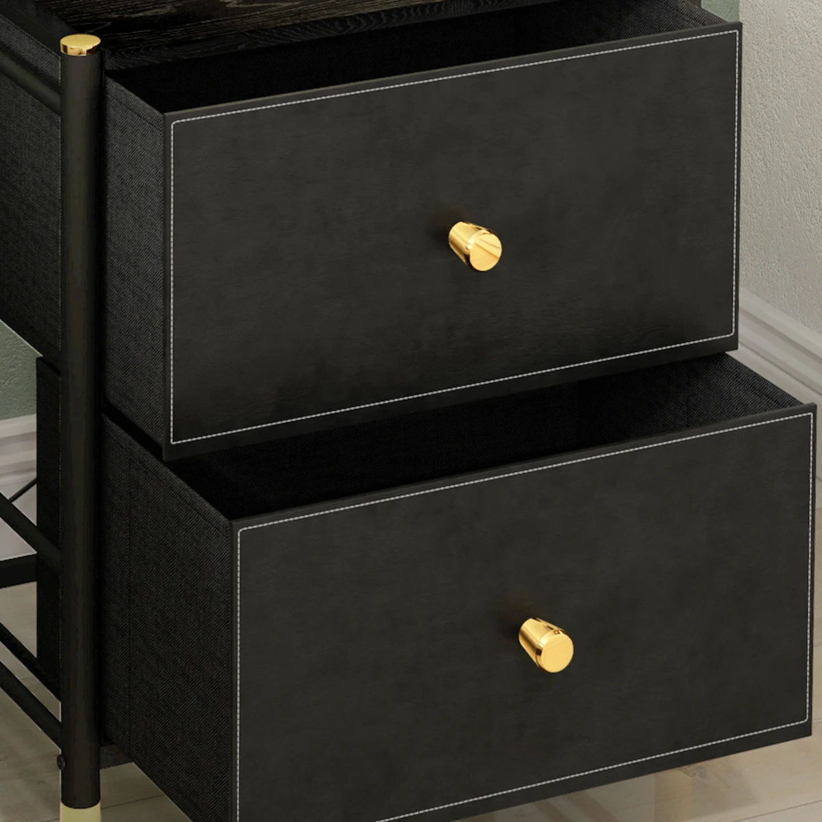 HOMCOM Nightstand PU Leather Two Drawer Bedroom by HOMCOM
