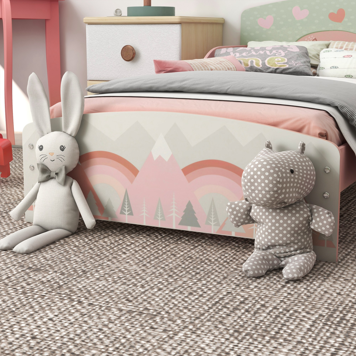 ZONEKIZ Toddler Bed Frame, Kids Bedroom Furniture for Ages 3-6 Years, Pink - from ZONEKIZ