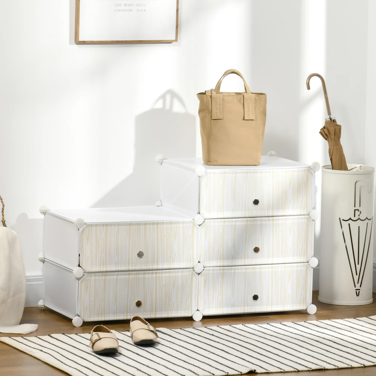 HOMCOM 6 Tier Shoe Rack Plastic Storage Cabinet Modular Shoe Tower White by HOMCOM