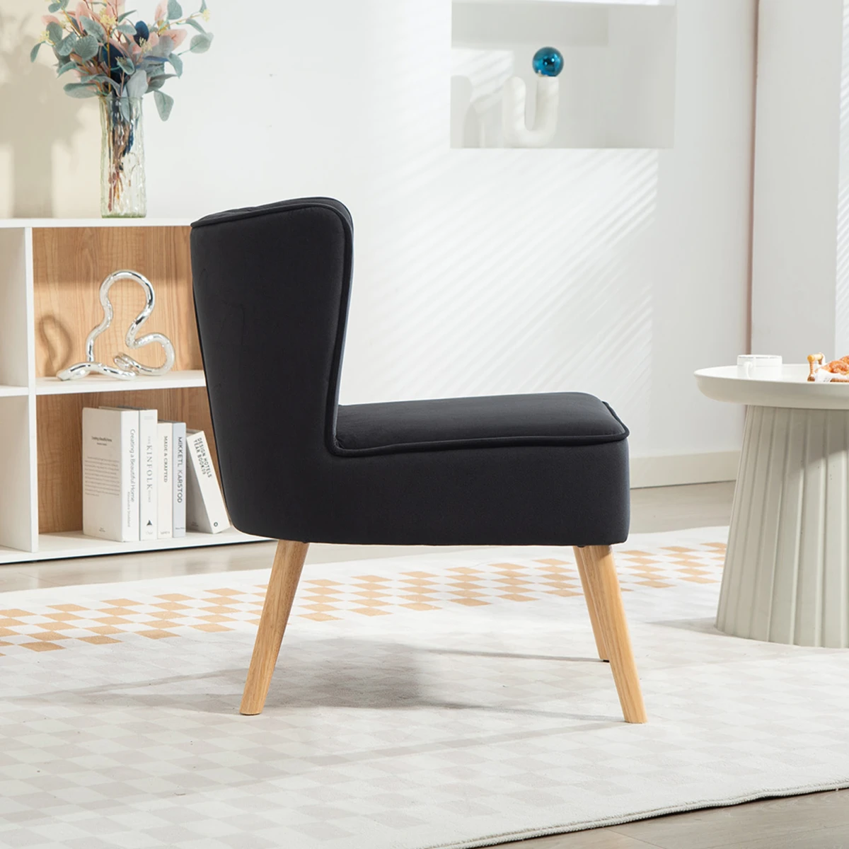 HOMCOM Velvet Tub Chair Compact Padding For Living Room - Accent Chair