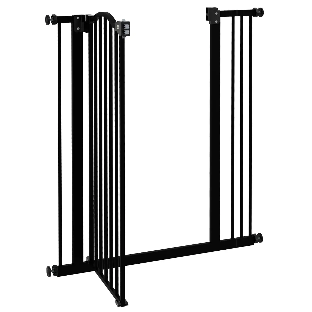 PawHut PawHut 74-87cm Adjustable Metal Pet Gate Safety Barrier w/ Auto-Close Door Black - Pet Gate