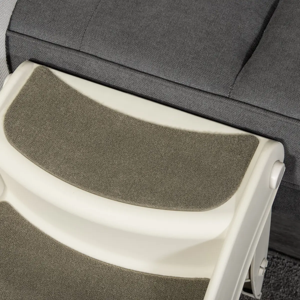 Pawhut Portable Dog Steps Non-slip Pet Stairs 3-Step Design for High Beds Sofas, Cream - Dog Steps