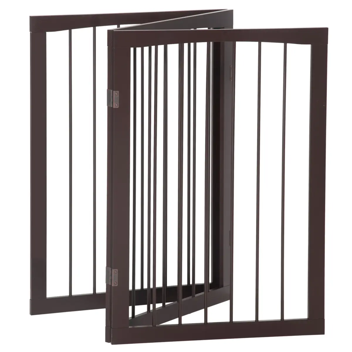Pawhut Folding Pet Gate Dog Fence Child Safety Indoor Durable Free Standing Pine Wood - Pet Gate