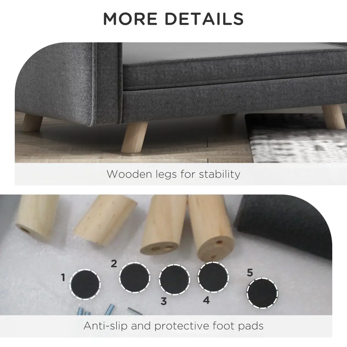 PawHut PawHut Elevated Dog Sofa Bed with Cushion for Medium and Small Dogs, Grey - Dog Beds