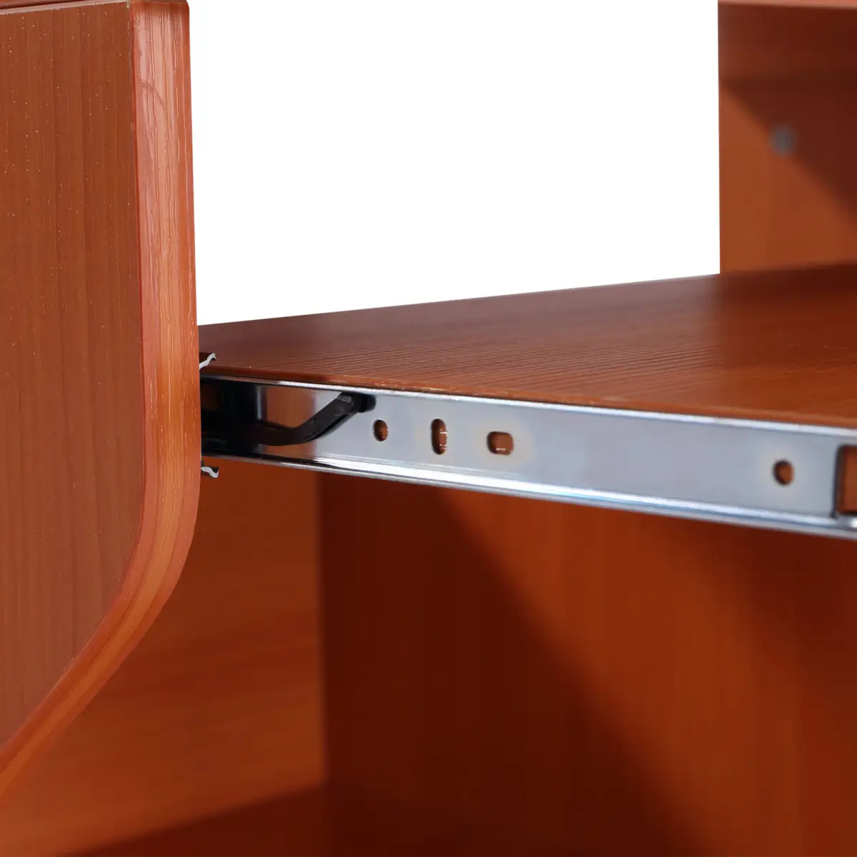 HOMCOM Computer Desk Laptop Writing Table Storage Shelf Workstation Wheels-Cherry Wood - Desk