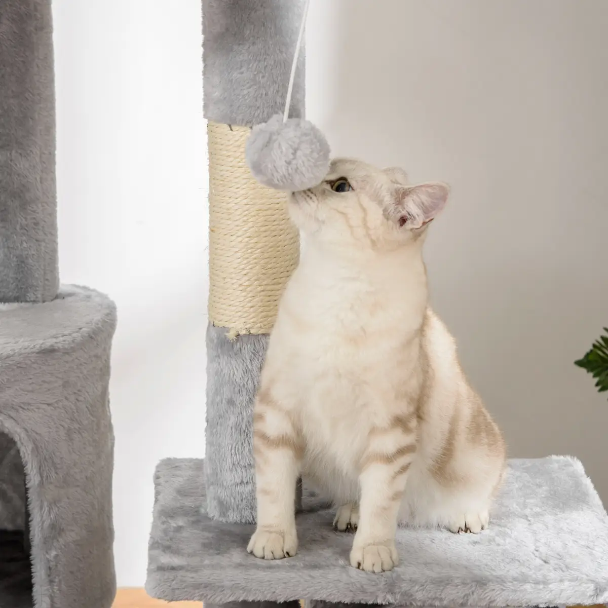 PawHut PawHut 240-260cm Floor to Ceiling Cat Tree with Scratching Posts - Light Grey - Cat Tree