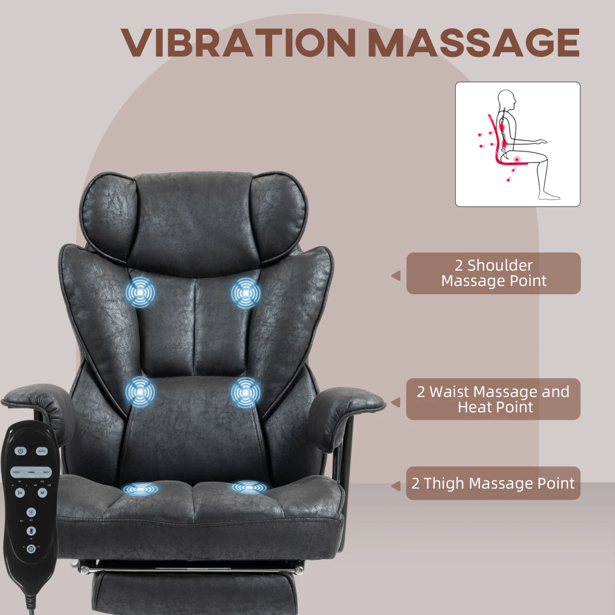 Premium Massage Office Chair High-Back Six-Point Massage Eight Modes Lumbar Heating With Wired Remote For Home Office by N/A