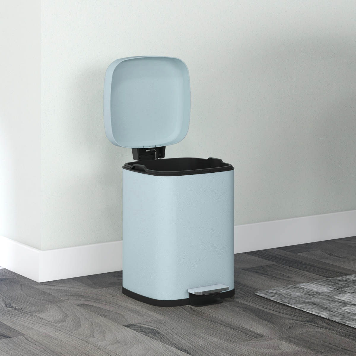 HOMCOM 12L Kitchen Pedal Bin, Metal Rubbish Bin with Soft-close Lid, Light Green - from PawHut