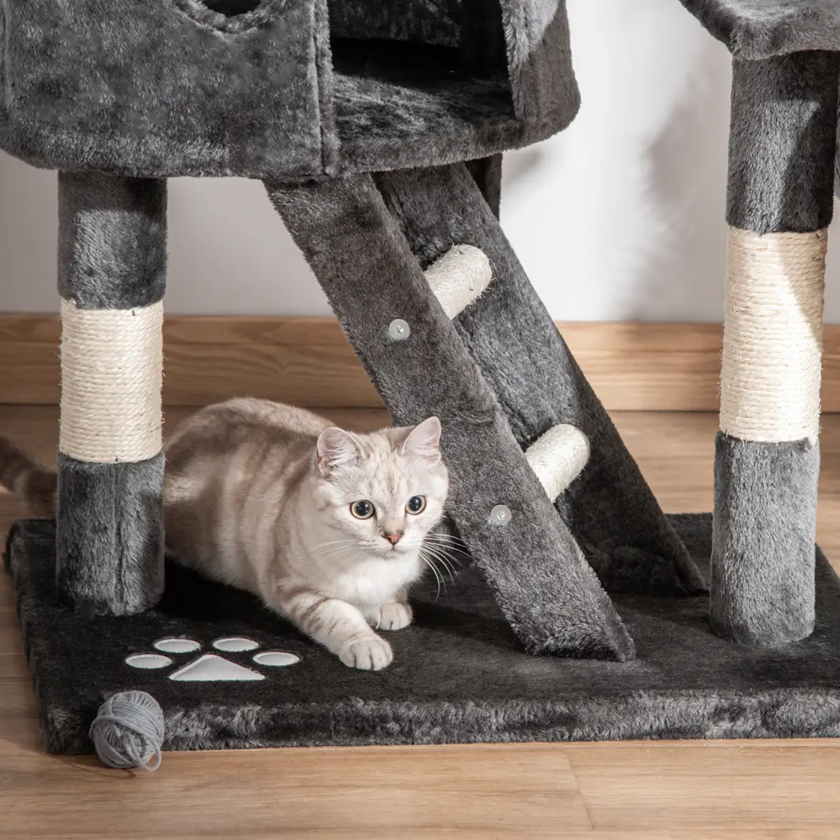 PawHut PawHut 240-260cm Floor to Ceiling Cat Tree with Scratching Posts - Dark Grey - Cat Tree