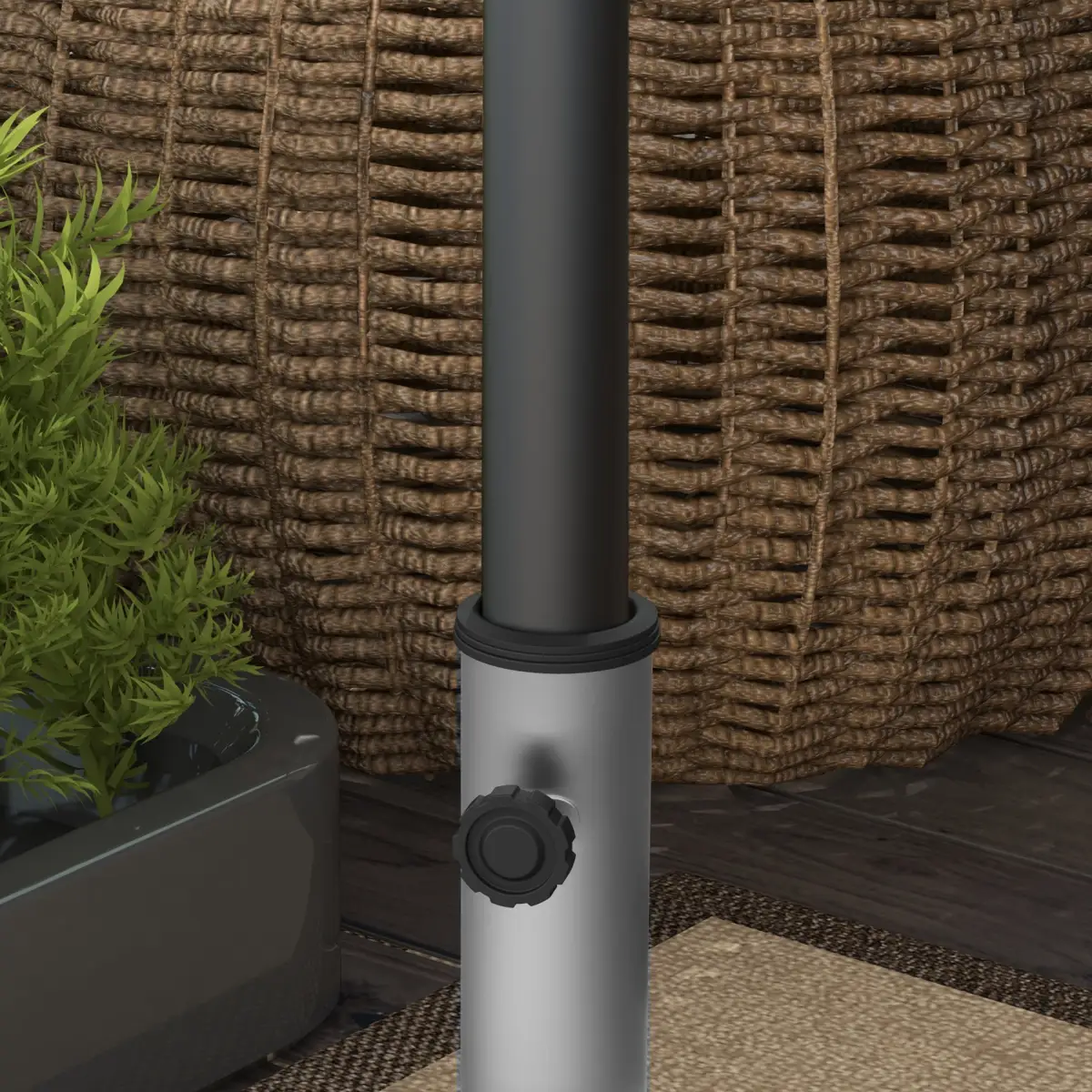 Outsunny Outsunny 28kg Heavy Duty Granite Parasol Base with Wheels, Retractable Handle - Parasol