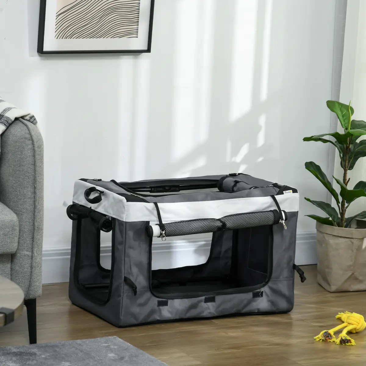 PawHut PawHut Foldable Pet Stroller w/ Detachable Carrier, Soft Padding - Grey - Pet Carrier