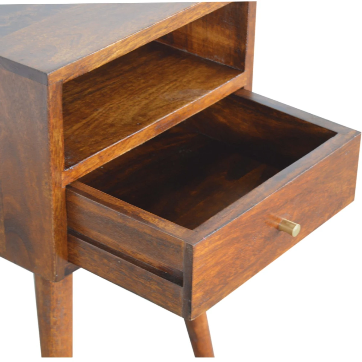 Artisan Furniture Nightstand Compact Solid Mango Wood Chestnut Finish Drawer And Shelf For Small Bedrooms by Artisan Furniture