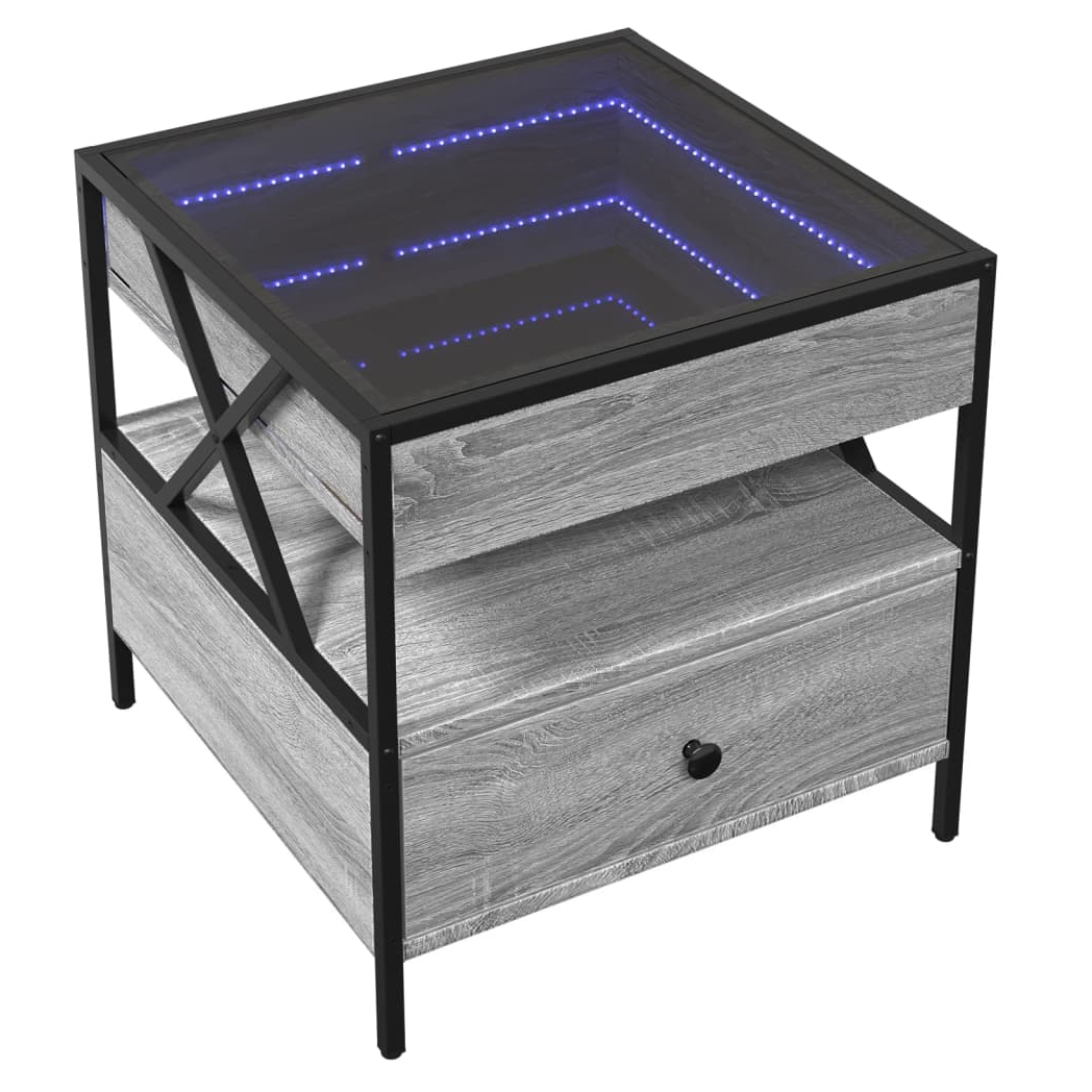 VidaXL Coffee Table 50x50x51 cm Infinity LED Mirror RGB Lighting for Modern Living Room by vidaXL