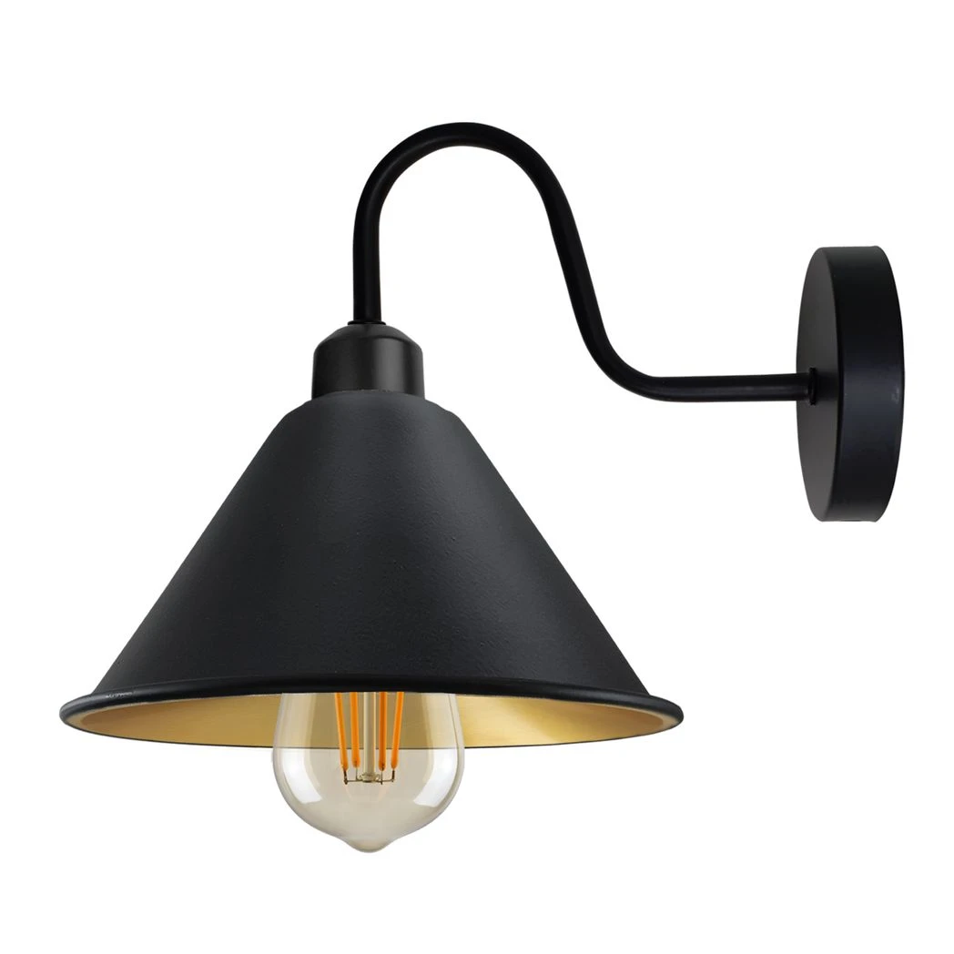Un-branded Black Gold Wall Sconce Cone Shade Dimmable For Home - Wall Lights