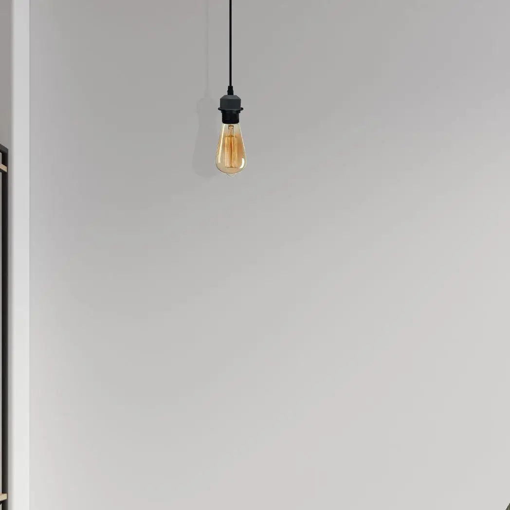 Un-branded 10 Pack Industrial Grey Pendant Light, Lampshade Addable E27 Lamp Holder Light, E27 UK Holder Set With PVC Cable. - Pendant Lights