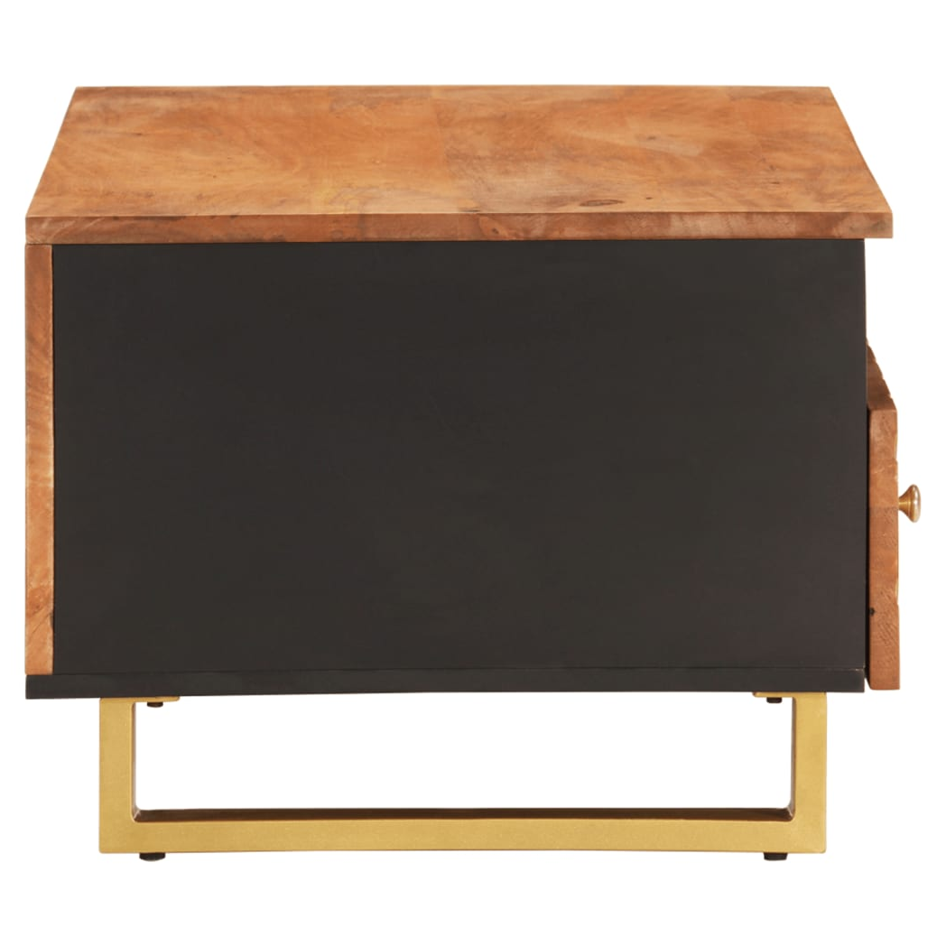 VidaXL Coffee Table 80x54x40 Cm Solid Mango Wood Chevron Pattern Drawers Living Room by vidaXL