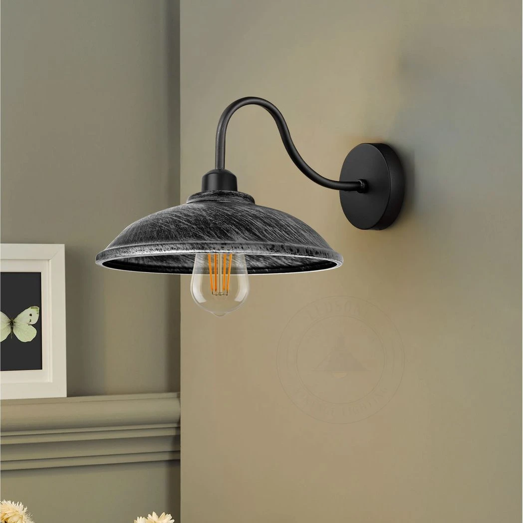 Un-branded Brushed Silver Wall Sconce 12Inch Hemispheric Shade Hallways - Wall Lights
