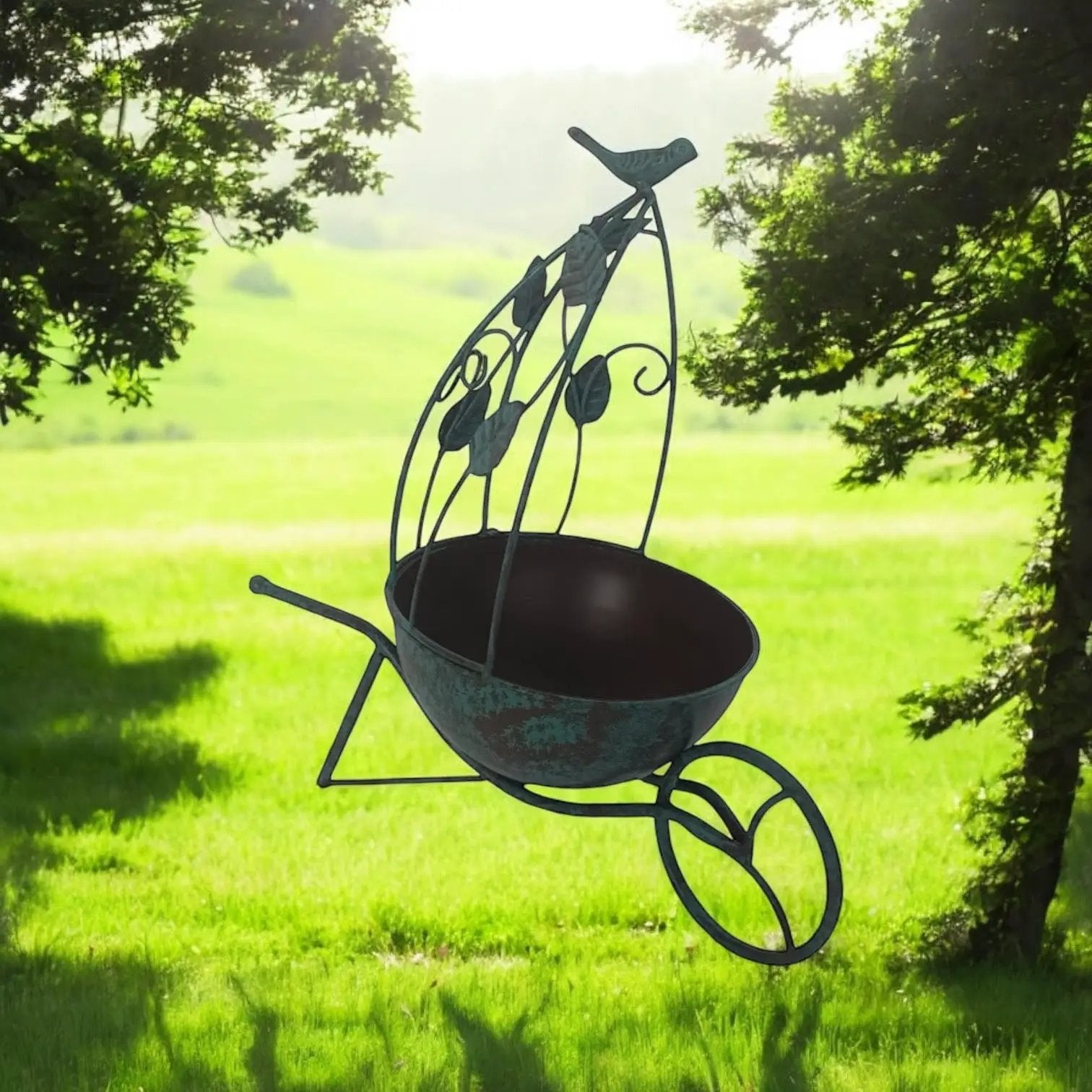 MSL 36CM GREEN METAL GARDEN PLANTER - Planters