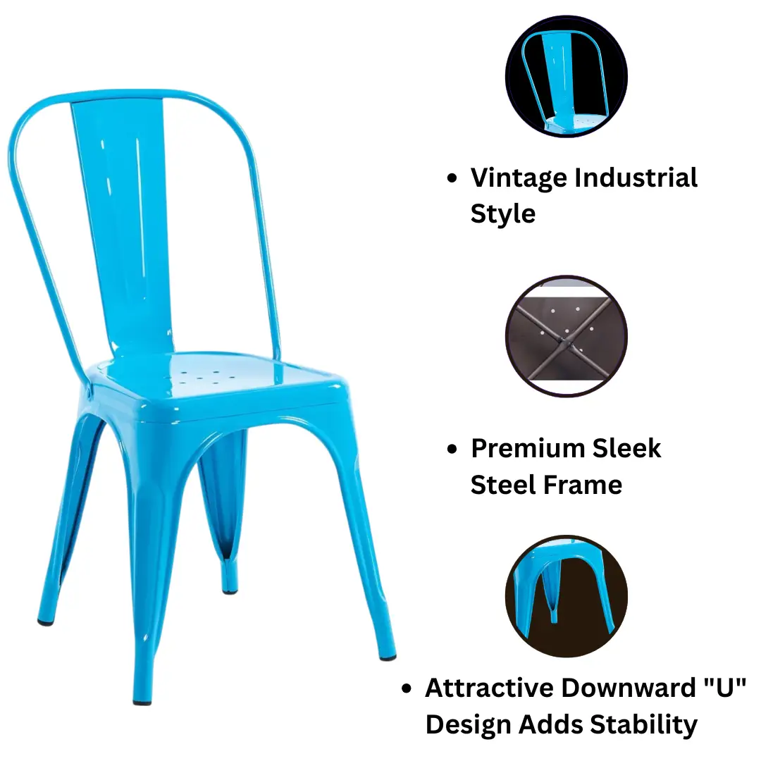 MSL 85CM BLUE METAL DINING CHAIR - Dining Chairs