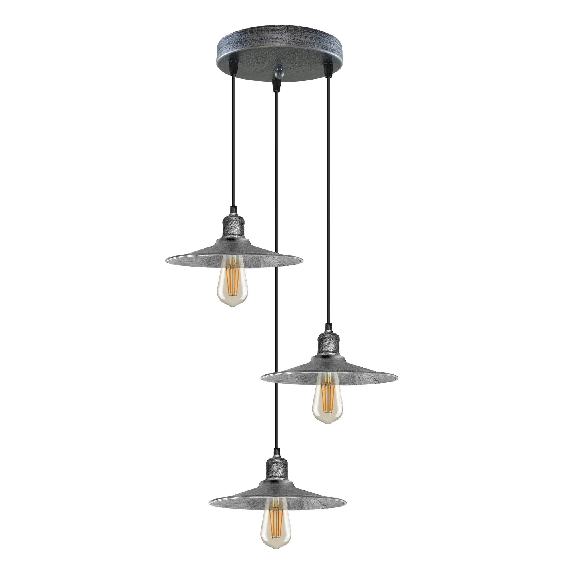 LEDSONE 3 Head Round Base Vintage Ceiling Pendant Light Shade Hanging Lamp - Pendant Lights
