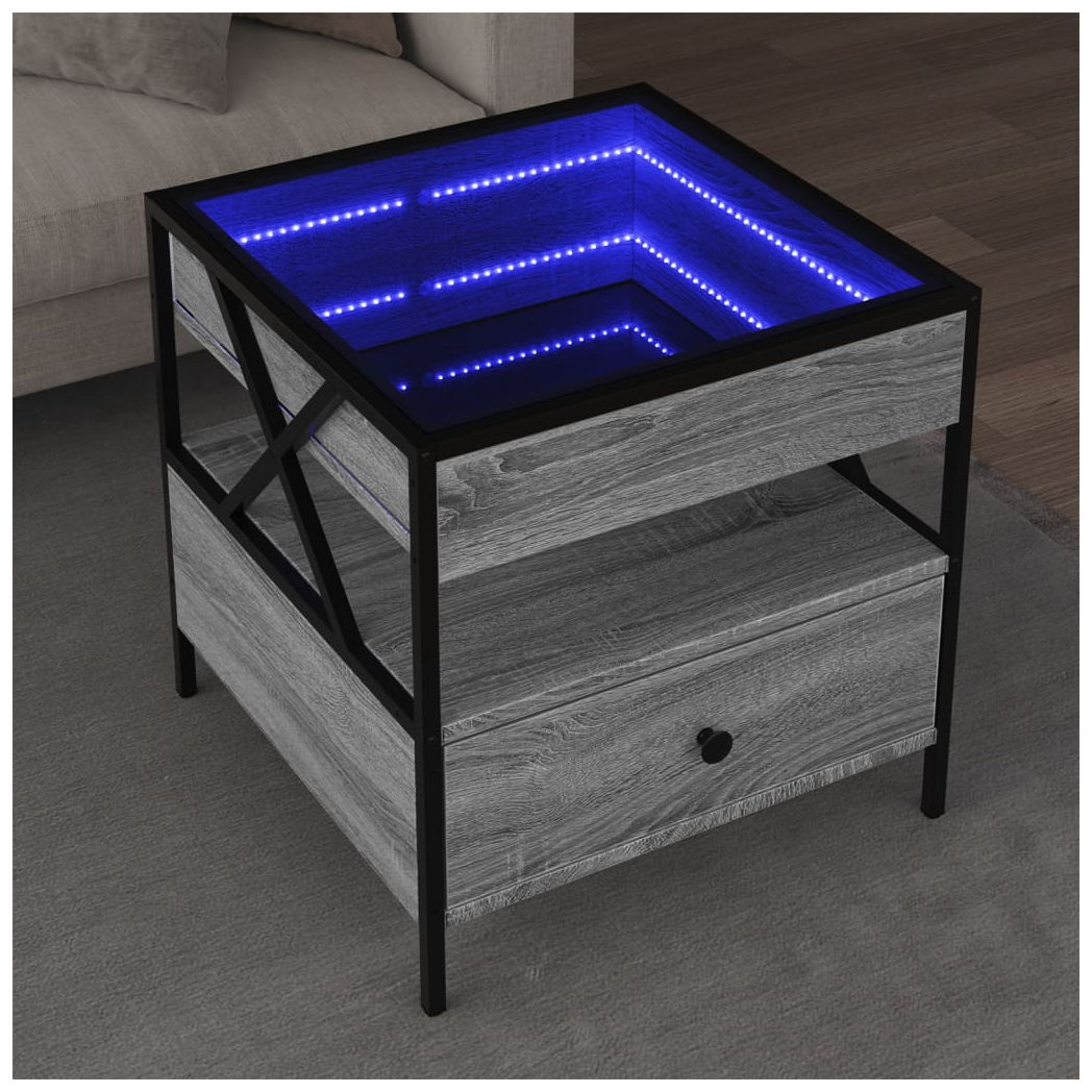 vidaXL VidaXL Coffee Table 50x50x51 cm Infinity LED Mirror RGB Lighting for Modern Living Room - Coffee Table