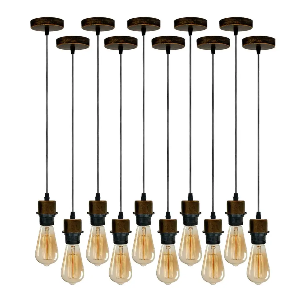 Un-branded 10 Pack Industrial Brushed Copper Pendant Light, Lampshade Addable E27 Lamp Holder Light - Pendant Lights