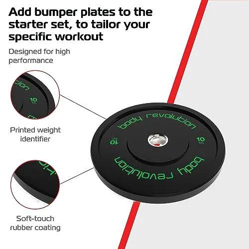 Monster Shop 7ft Olympic Weightlifting Bar & Bumper Weight Plate Sets -