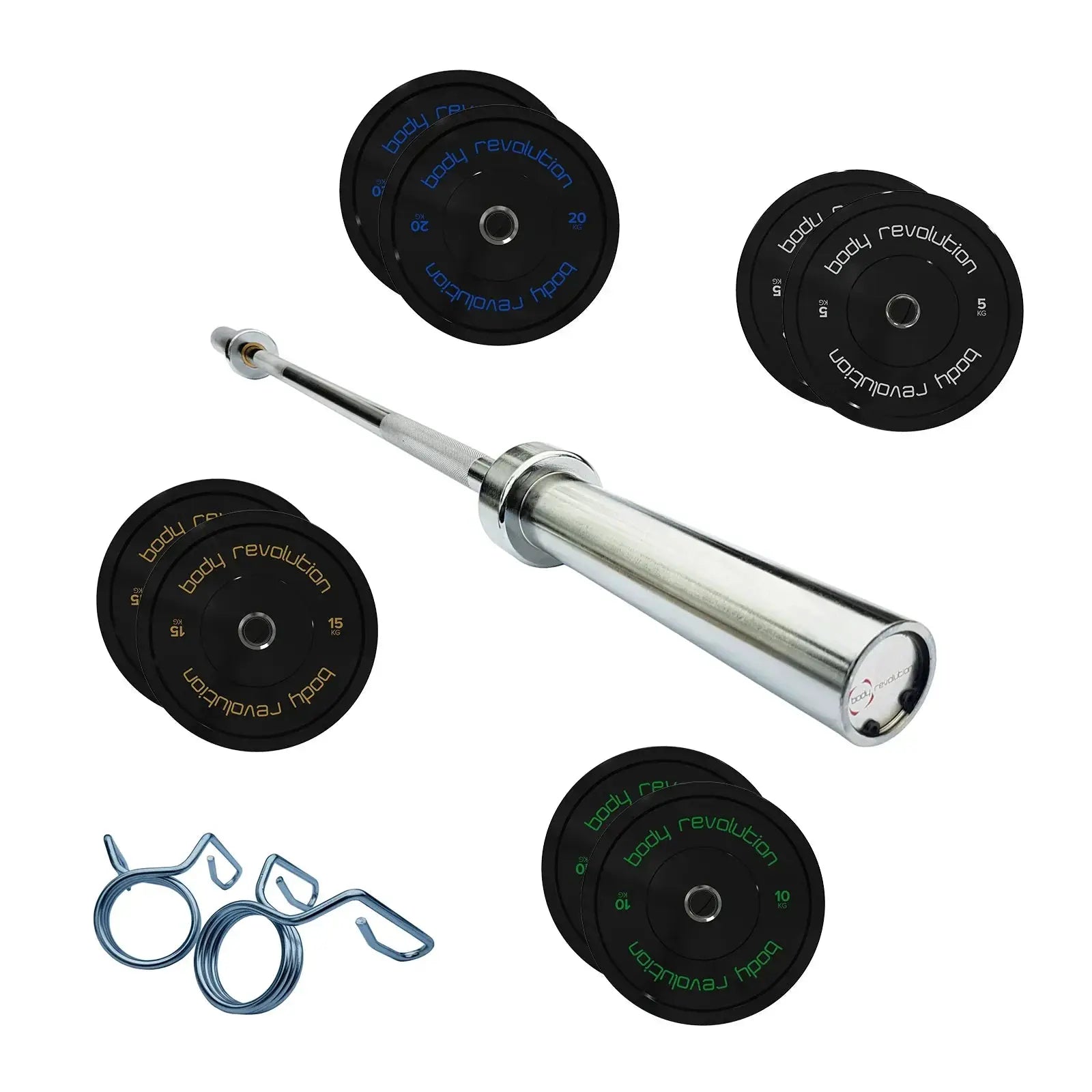 Monster Shop 7ft Olympic Weightlifting Bar & Bumper Weight Plate Sets -