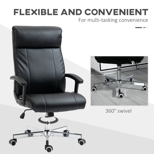 Vinsetto Vinsetto Massage Office Chair PU Leather Computer Chair w/ Tilt Function Black - Office Chair