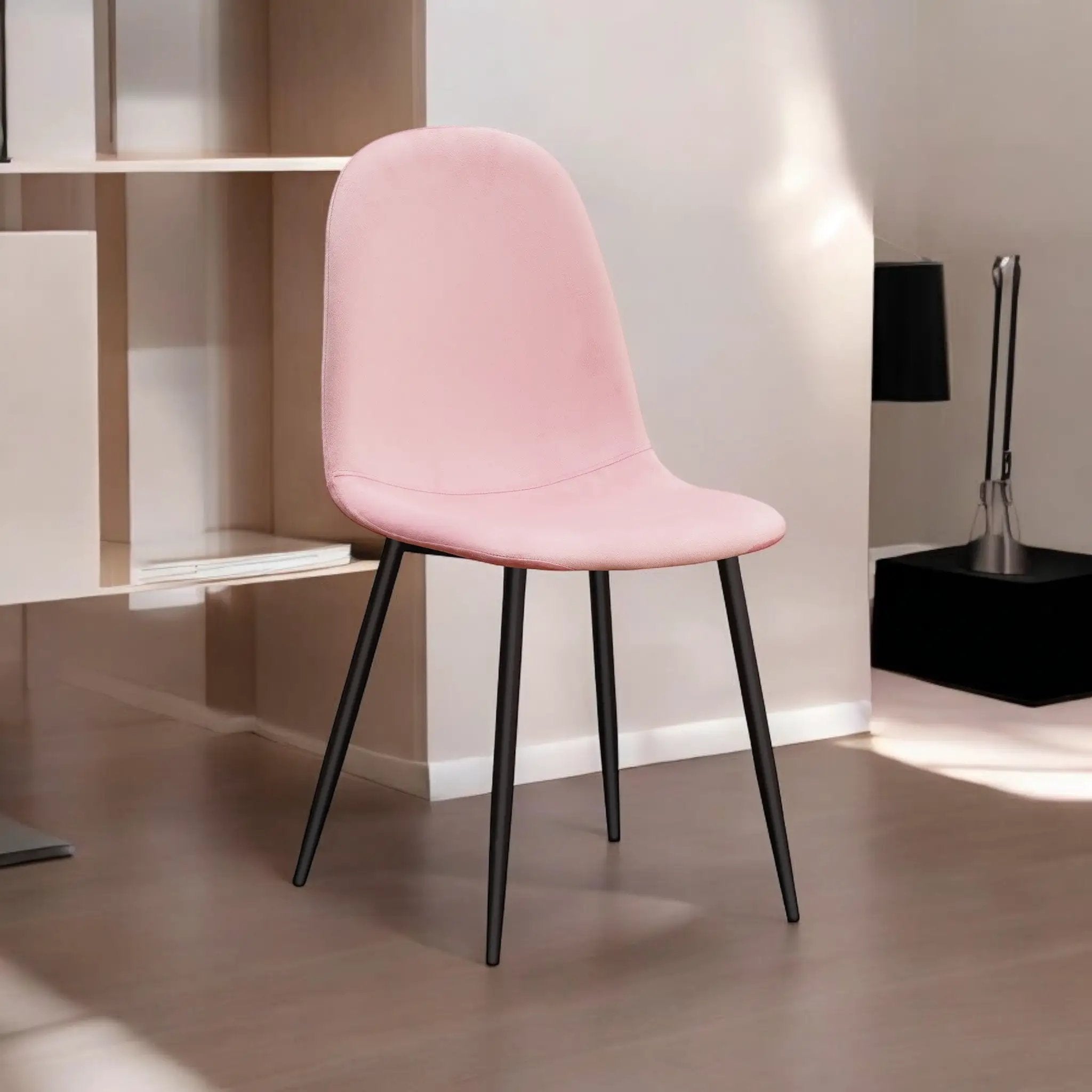 MSL PINK FABRIC CHAIR BLACK METAL LEGS - Dining Chairs