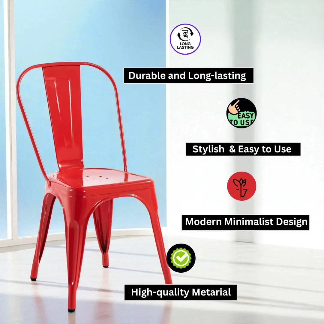 MSL 85CM RED METAL DINING CHAIR - Dining Chairs