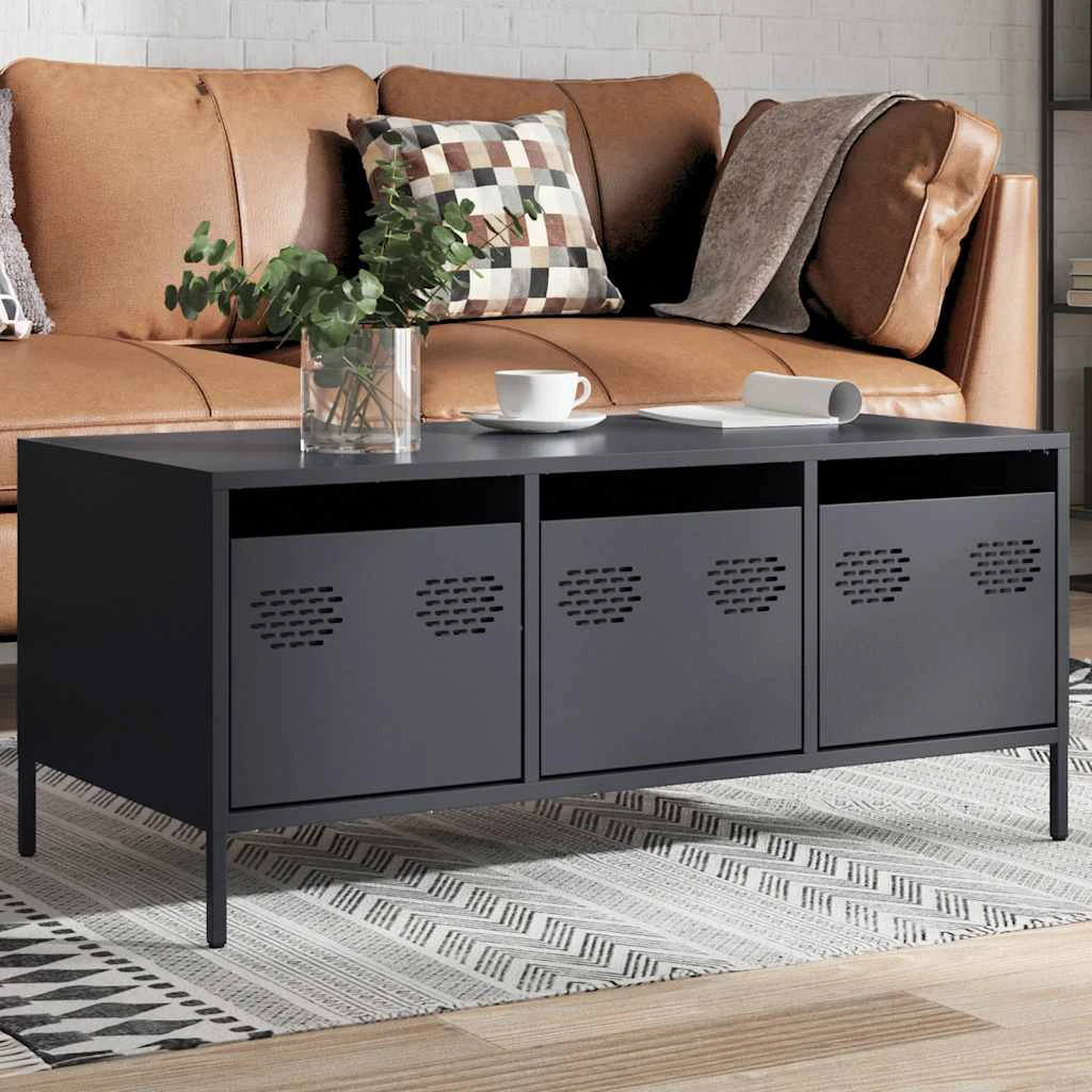 vidaXL Coffee Table 101.5x50x43.5 cm Cold Rolled Steel Industrial Living Room Decor by vidaXL