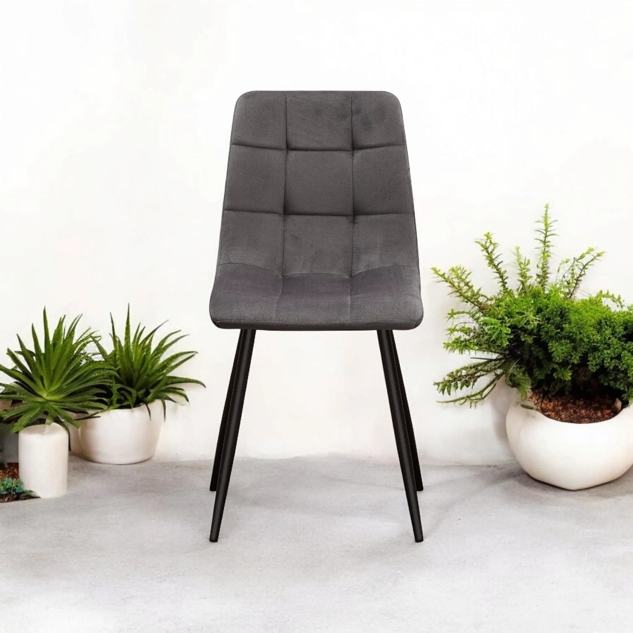 MSL GREY FABRIC CHAIR BLACK METAL LEGS - Dining Chairs