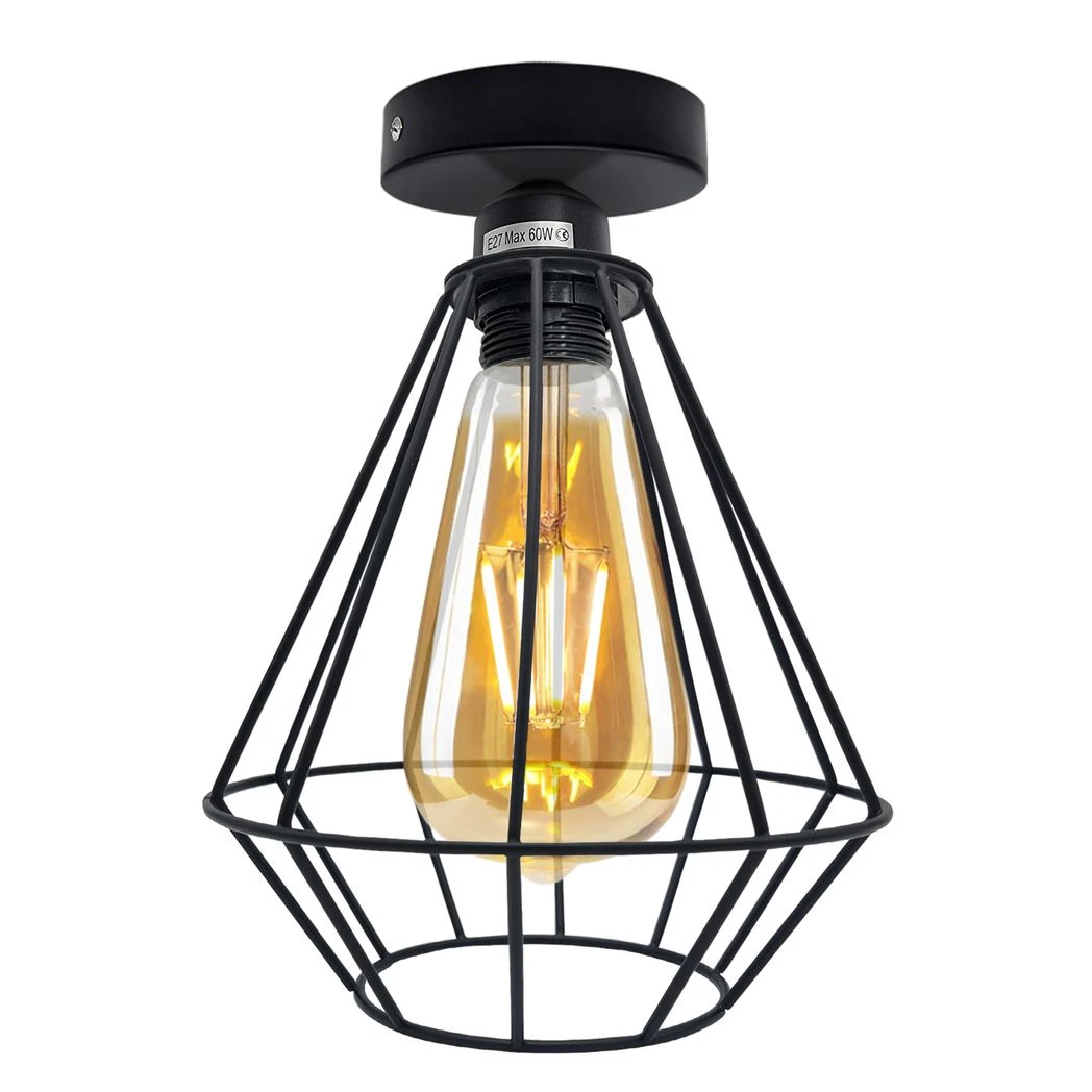 Industrial Wire Cage Ceiling Light E27 Holder by Un-branded