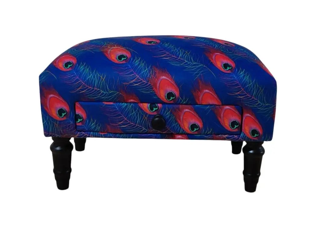 MSL FEATHER FABRIC FOOTSTOOL WITH DRAWER - Footstool