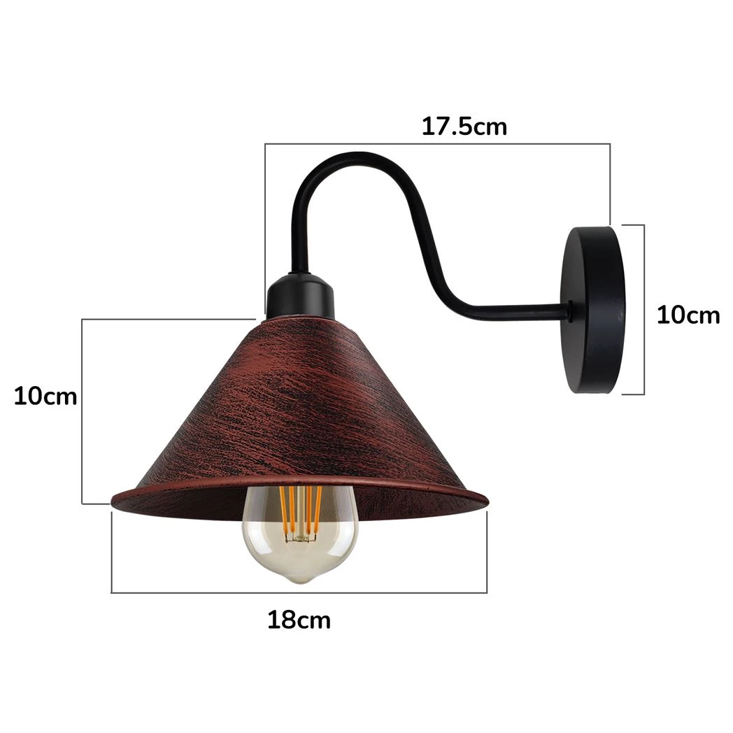 Rustic Vintage Wall Light Cone Shade E27 Base For Home Deco by Un-branded