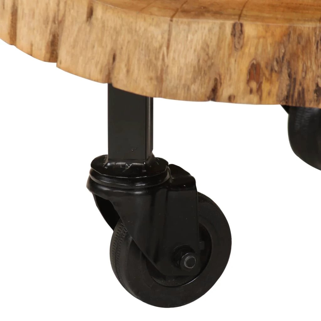 VidaXL Coffee Table 60x55x25 cm Solid Acacia Wood On Wheels Rustic Finish Living Room Decor by vidaXL