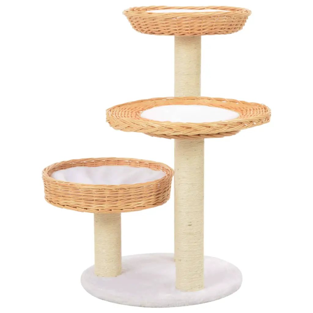 vidaXL vidaXL Cat Tree with Sisal Scratching Post Natural Willow Wood - Cat Tree