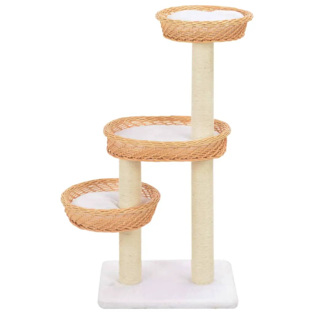 vidaXL vidaXL Cat Tree with Sisal Scratching Post Natural Willow Wood - Cat Tree