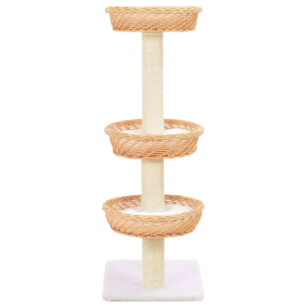 vidaXL vidaXL Cat Tree with Sisal Scratching Post Natural Willow Wood - Cat Tree