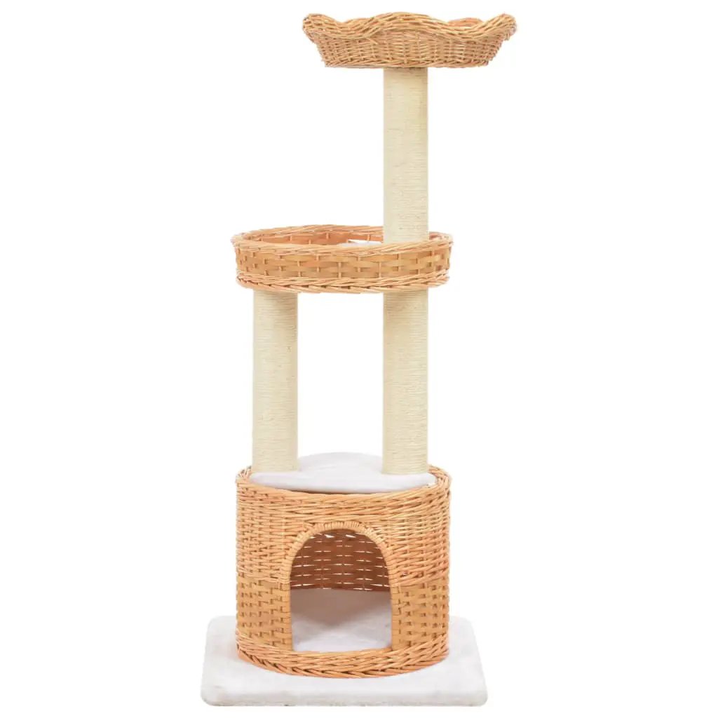 vidaXL vidaXL Cat Tree with Sisal Scratching Post Natural Willow Wood - Cat Tree