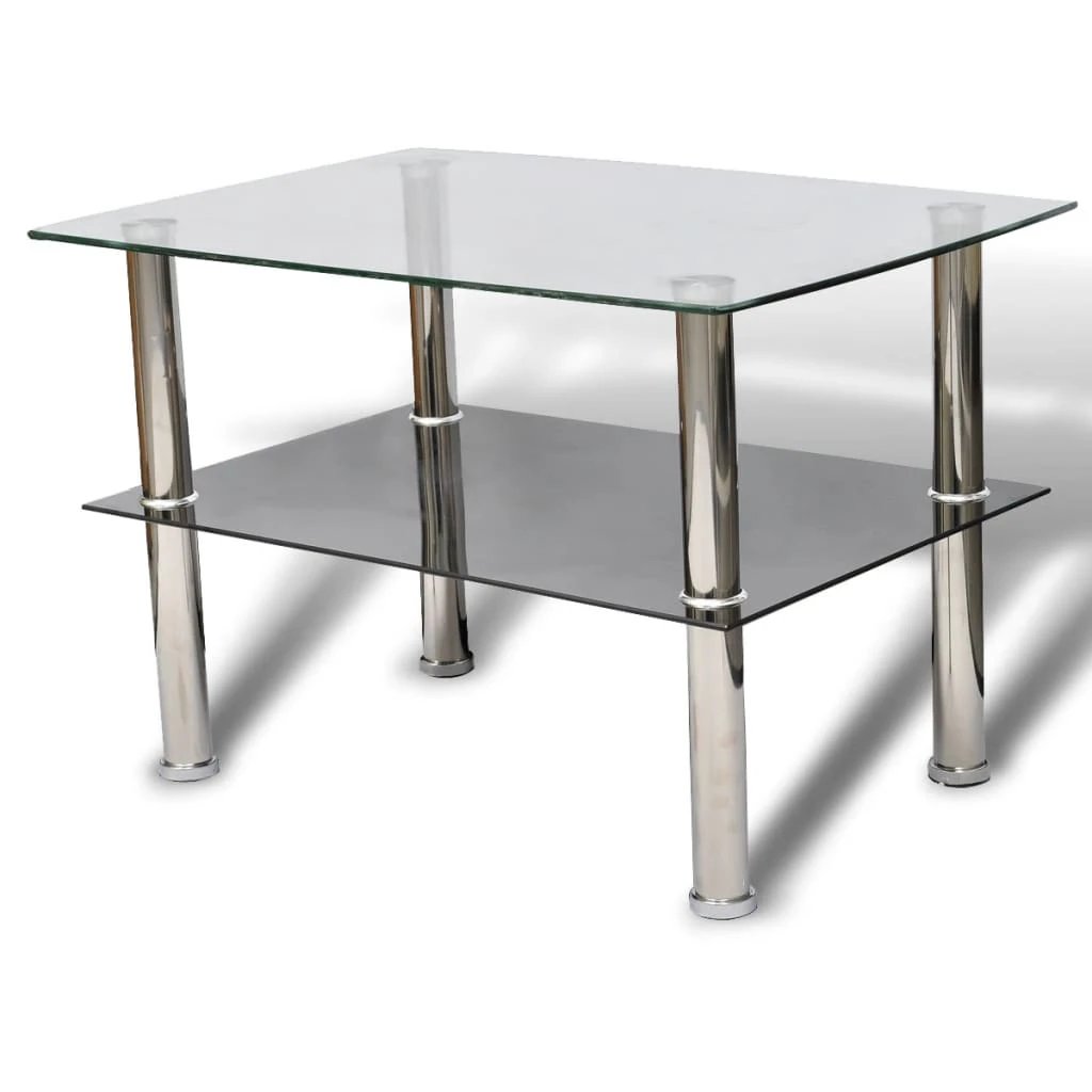 VidaXL Coffee Table 2-Tier Glass Stainless Steel by vidaXL