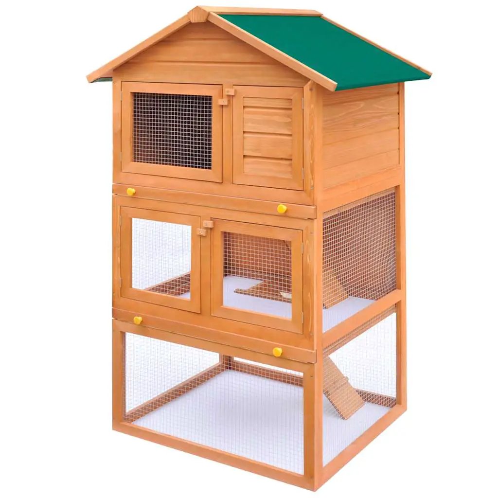 vidaXL Outdoor Rabbit Hutch Small Animal House Pet Cage 3 Layers Wood - from vidaXL