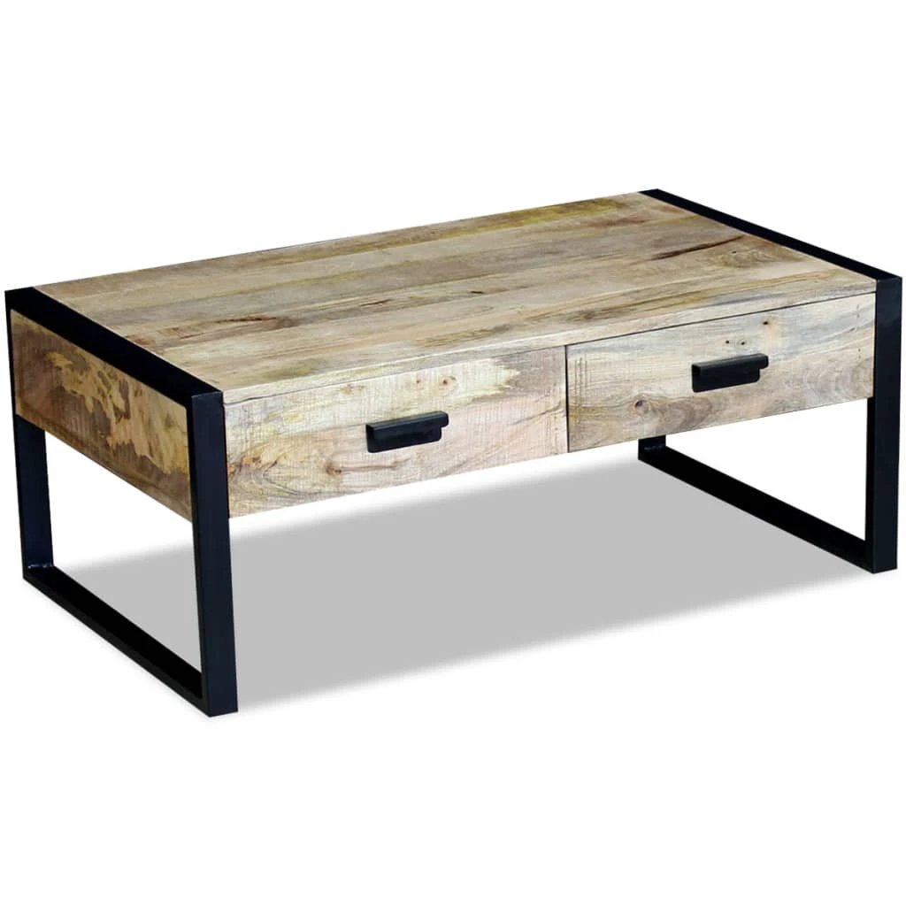 VidaXL Coffee Table 100x60x40 cm Two Drawers Solid Mango Wood Living Room Decor Essentials by vidaXL