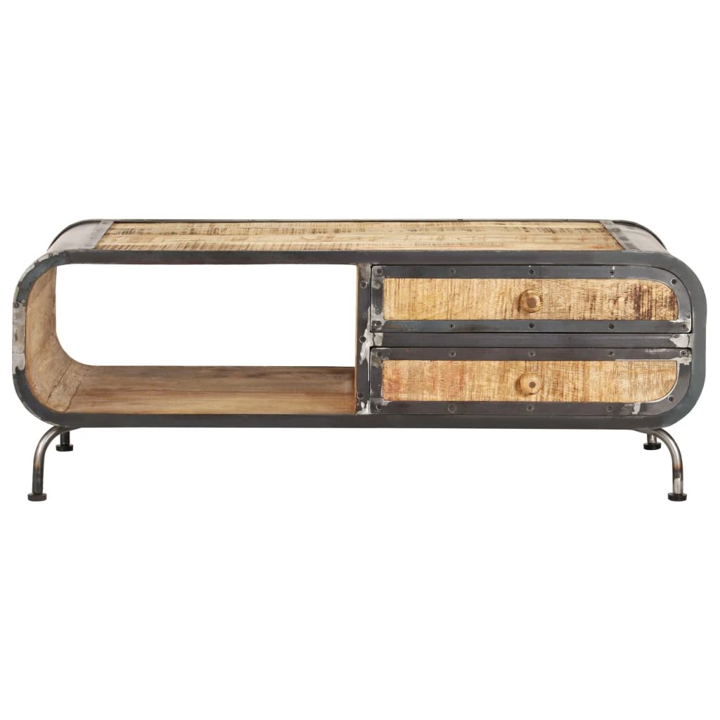 vidaXL VidaXL Coffee Table 100x50x35 cm Solid Mango Wood Antique Design For Living Room - Coffee Table