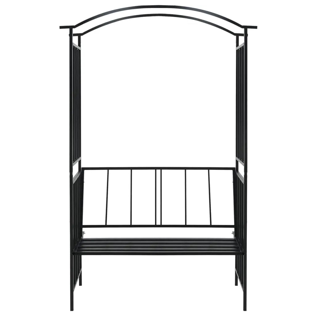 vidaXL vidaXL Garden Arch with Bench Black 128x50x207 cm Iron - Garden Chairs