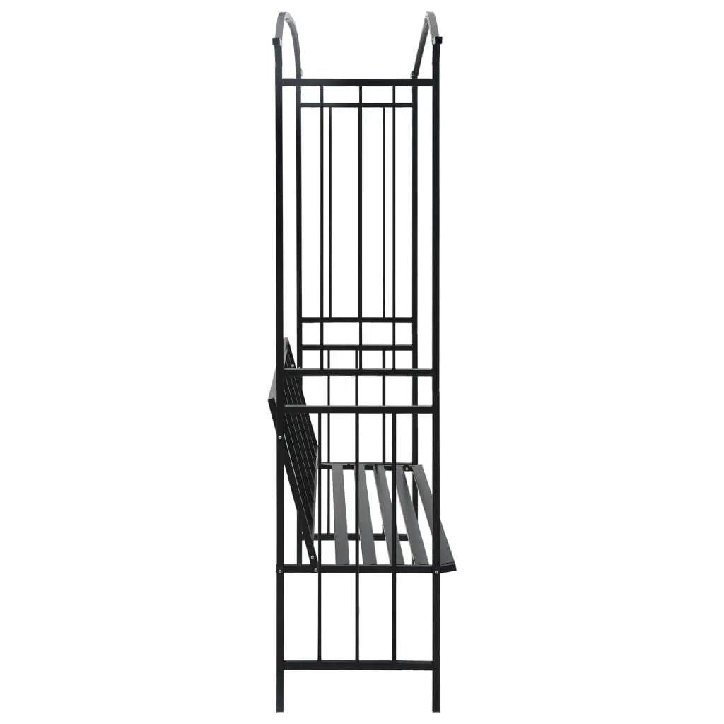 vidaXL vidaXL Garden Arch with Bench Black 128x50x207 cm Iron - Garden Chairs